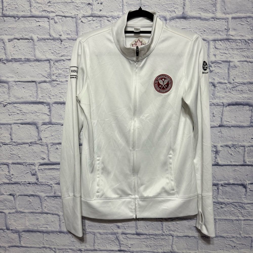 Alo full zip jacket with embroidery flaws Canada